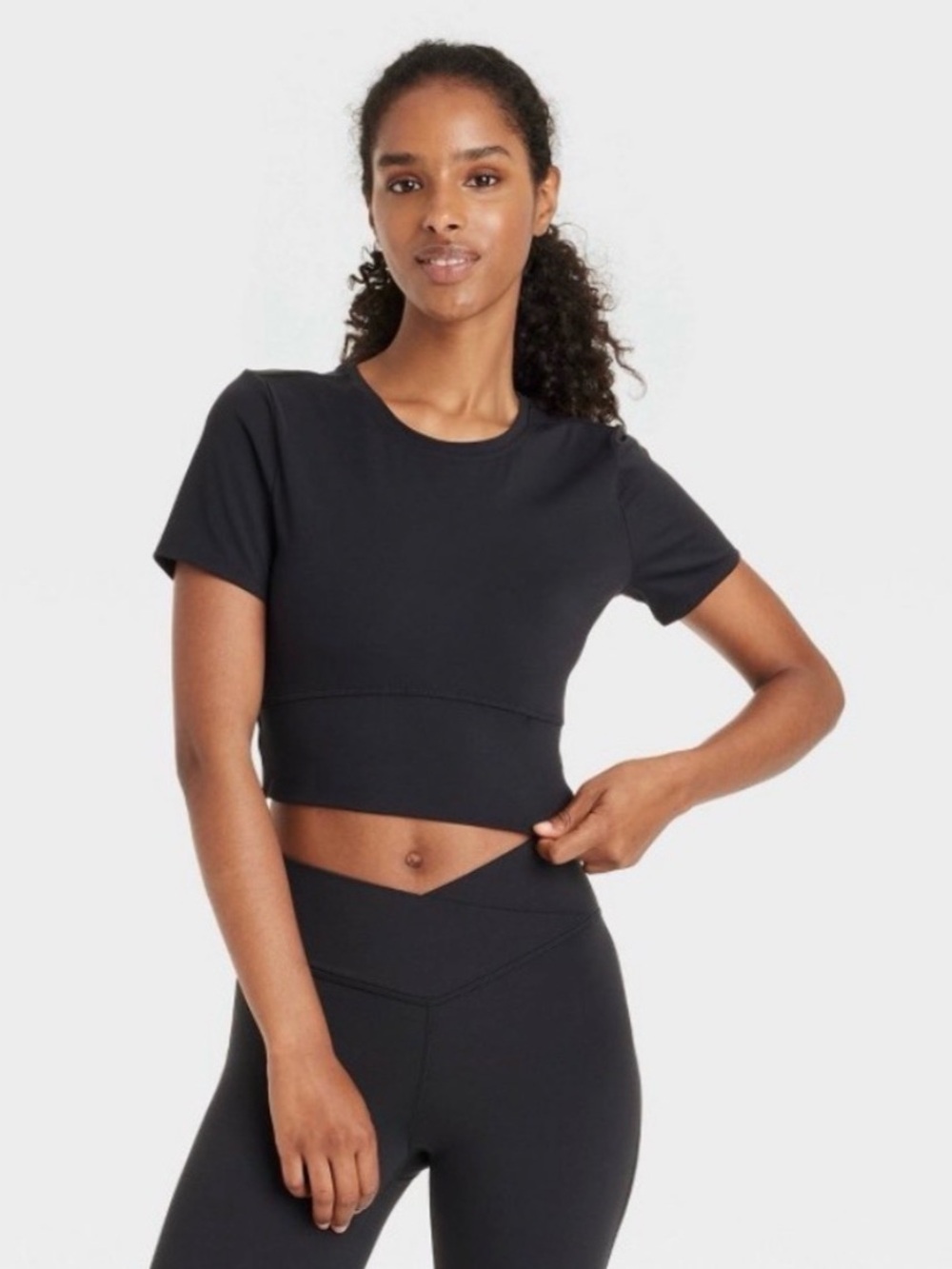 JoyLab Women's Crop Active Tee Black Size Medium